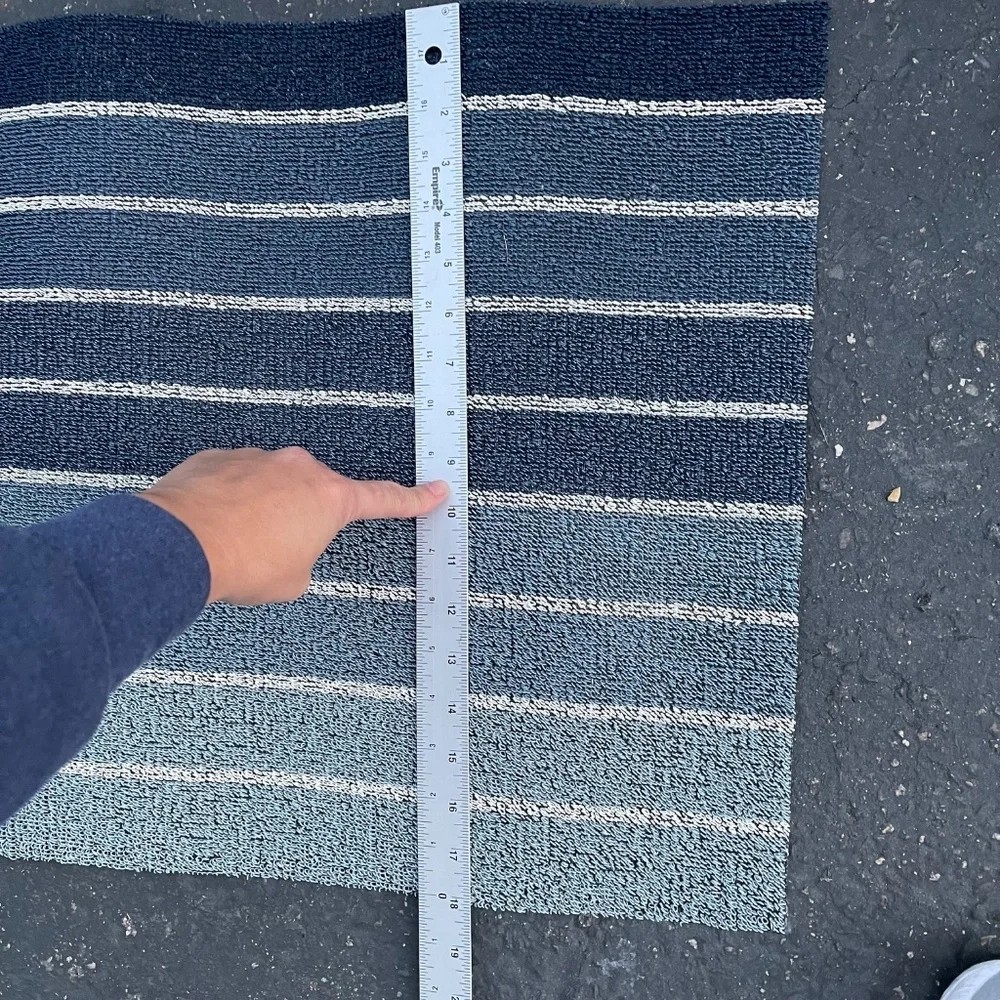 Chilewich Blue and Gray Striped Door Mat